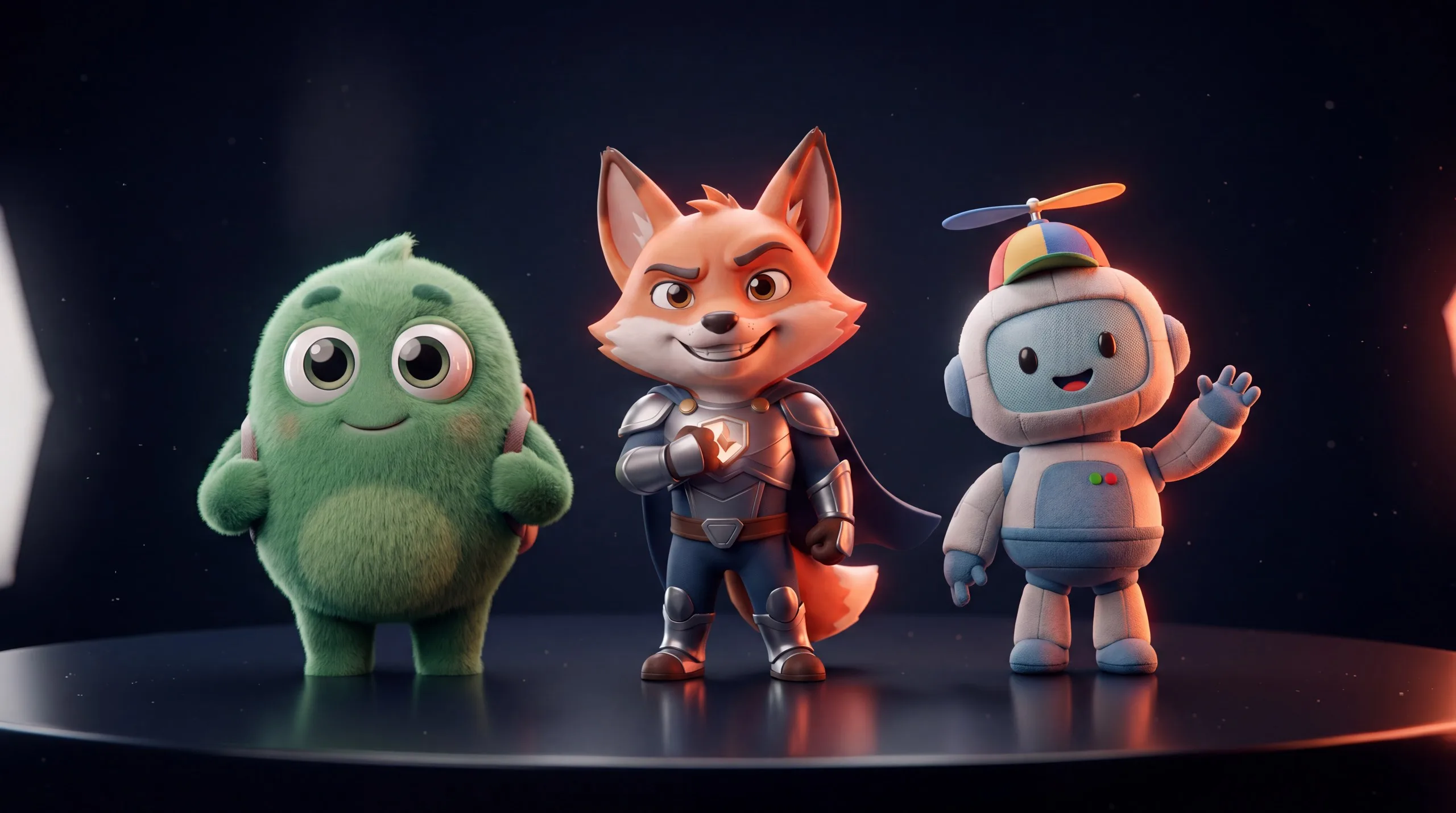 Lineup de mascotes e personagens 3D criados pela BlinkToon